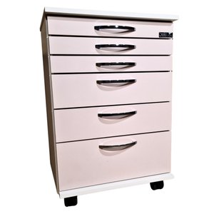 C/ 5 Gavetas - Mesinha Móvel com Rodinhas - Cor Rosa