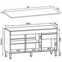 Ver imagem 4 de Balcão Gabinete para Pia com Tampo 150cm Lina K02 Supremo - Mpozenato