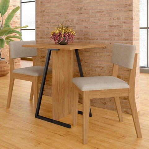 Conjunto de Mesa com 2 Cadeiras Arkansas Cinamomo/bege - M. Arapongas Cinamomo/bege 03