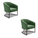 Ver imagem 1 de Cadeira Sala de Jantar Base Industrial Preto Kit 2 Stella Suede D03 - D'Rossi Cor Verde