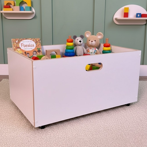 Baú Organizador de Brinquedos Mdf com Rodinhas 360º- Brincar