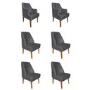 Ver imagem 1 de Kit 4 Cadeiras Paris + 2 Paris Retro Suede Grafite Dominic Decor