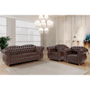 Ver imagem 2 de Conjunto 03 Peças Sofá e Poltronas Chesterfield Merlô Via Encanto Courano Marrom Pinhão