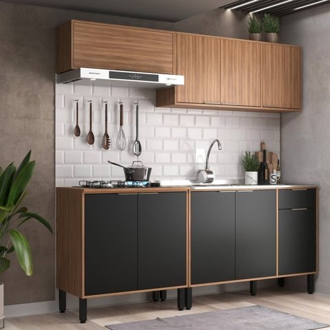 Cozinha Modulada 4 Peças 9 Portas 1 Gaveta Thalita Yescasa Marrom
