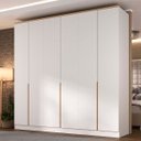 Ver imagem 1 de Guarda Roupa Logan Mdf 240x232,2cm 6 Portas 4 Gavetas Branco/olmo 1006