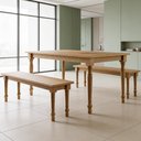 Ver imagem 4 de Mesa de Jantar 6 Lugares 160cm com 02 Bancos de Madeira Maciça Lazuli F06 Freijó - Lyam Decor