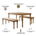 Ver imagem 5 de Mesa de Jantar 6 Lugares 160cm com 02 Bancos de Madeira Maciça Lazuli F06 Freijó - Lyam Decor