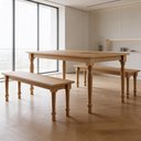 Ver imagem 1 de Mesa de Jantar 6 Lugares 160cm com 02 Bancos de Madeira Maciça Lazuli F06 Freijó - Lyam Decor