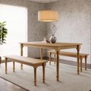 Ver imagem 3 de Mesa de Jantar 6 Lugares 160cm com 02 Bancos de Madeira Maciça Lazuli F06 Freijó - Lyam Decor