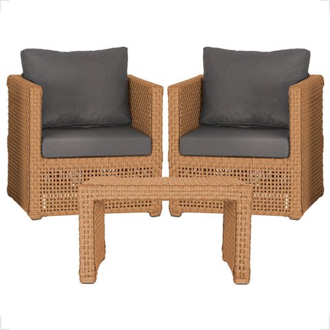 Mesa Centro e 2 Poltronas Madri Corda Náutica Estofado 11 Trama Original