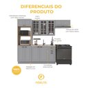 Ver imagem 5 de Armário de Cozinha Modulada Compacta Fidelitá Nara 100% MDF 4 Peças 270cm 12 Portas 2 Gavetas sem