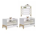 Ver imagem 1 de Jogo de Quarto Infantil Gêmeos com 2 Berços Encanto Fantasia e Cômoda Branco