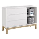 Ver imagem 2 de Cômoda Infantil Classic 1 Porta e 3 Gavetas Branco Fosco com Pés Madeira Natural - Reller Móveis