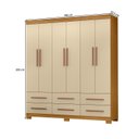 Ver imagem 3 de Guarda-Roupa Casal 6 Portas 6 Gavetas com Pés Milano Off White/Carvalho Americano