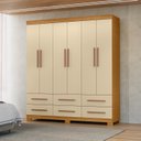 Ver imagem 1 de Guarda-Roupa Casal 6 Portas 6 Gavetas com Pés Milano Off White/Carvalho Americano