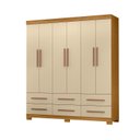 Ver imagem 2 de Guarda-Roupa Casal 6 Portas 6 Gavetas com Pés Milano Off White/Carvalho Americano
