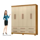 Ver imagem 5 de Guarda-Roupa Casal 6 Portas 6 Gavetas com Pés Milano Off White/Carvalho Americano