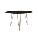 Ver imagem 5 de Mesa Jantar Redonda 110Cm Preta Clips 3 Pés Com 5 Poltronas Brancas Base Cobre - Cor: Preto