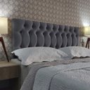 Ver imagem 3 de Cabeceira Cama Box Casal Capitone 1896 Suede Liso Cinza 140x60 RBL