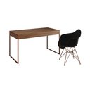 Ver imagem 6 de Escrivaninha Industrial Office Estudo Malta Amêndoa 137X53Cm Com 1 Poltrona Preta Base Cor: Amendoa