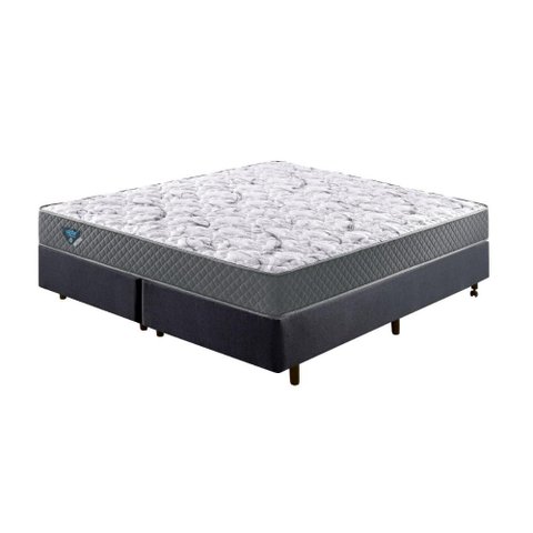 Cama Box King Size 193x203 Linho Cinza com Colchão Mola Ensacada