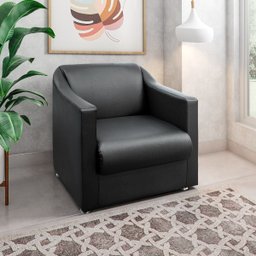 Poltrona Decorativa Quarto Sala Recepção -   Courino Preto - 4