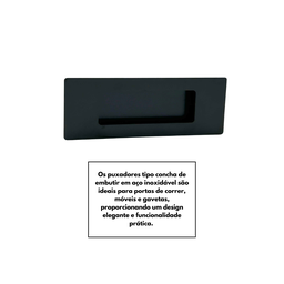 Puxador Duplo Concha de Embutir para Porta Inox Preto Fosco 15cm - 6