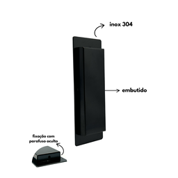 Puxador Duplo Concha de Embutir para Porta Inox Preto Fosco 15cm - 2