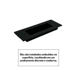 Puxador Duplo Concha de Embutir para Porta Inox Preto Fosco 15cm - 5