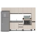 Ver imagem 2 de Cozinha Koya 6 Peças 316,8x214cm Armários Aéreos Paneleiro Balcões c/ 3 Gavetas Creme 250032
