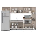 Ver imagem 4 de Cozinha Koya 6 Peças 316,8x214cm Armários Aéreos Paneleiro Balcões c/ 3 Gavetas Creme 250032