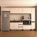 Ver imagem 1 de Cozinha Koya 6 Peças 316,8x214cm Armários Aéreos Paneleiro Balcões c/ 3 Gavetas Creme 250032