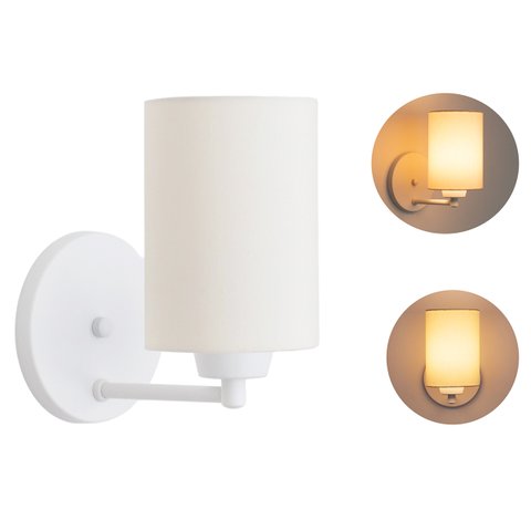 Arandela Branca C/ Cúpula Tecido Cru Quarto Cabeceira Cama.:branco