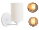 Ver imagem 1 de Arandela Branca C/ Cúpula Tecido Cru Quarto Cabeceira Cama.:branco