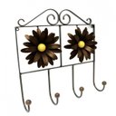 Ver imagem 1 de Cabide Rustico de Parede para Bolsas e Roupas Artesanal de Ferro com Flores Libertas Rosas Artesanat