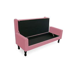 Jogo Cabeceira Geovana + Calçadeira Fênix Casal 140cm Suede Rosa Barbie - DL Decor - 3