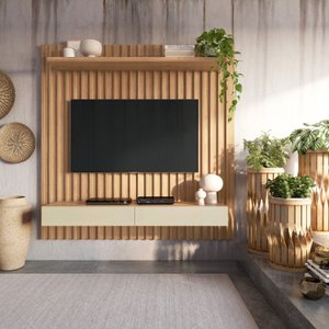 Painel Ripado para TV até 65 Polegadas 2 Gavetas 178cm Pradel Móveis
