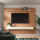 Ver imagem 1 de Painel Ripado para TV até 65 Polegadas 100% MDF 223CMX183CM 2 Gavetas Pradel Móveis Marrom