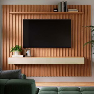 Painel Ripado para TV até 65 Polegadas 2 Gavetas 223cm Pradel Móveis