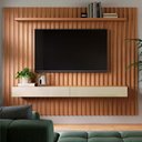 Ver imagem 1 de Painel Ripado para TV até 65 Polegadas 100% MDF 223CMX183CM 2 Gavetas Pradel Móveis Marrom
