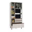 Ver imagem 2 de Armário Paneleiro Cozinha 4 Pt 3 Gv 93 X 214 Cm Nicho Forno/micro New Mdp Legno Nogueira - Clicklar