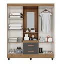 Ver imagem 3 de Guarda Roupa Casal Capela Com cômoda Lite 4 Gavetas 01 Porta nature Cinza - Móveis Leão