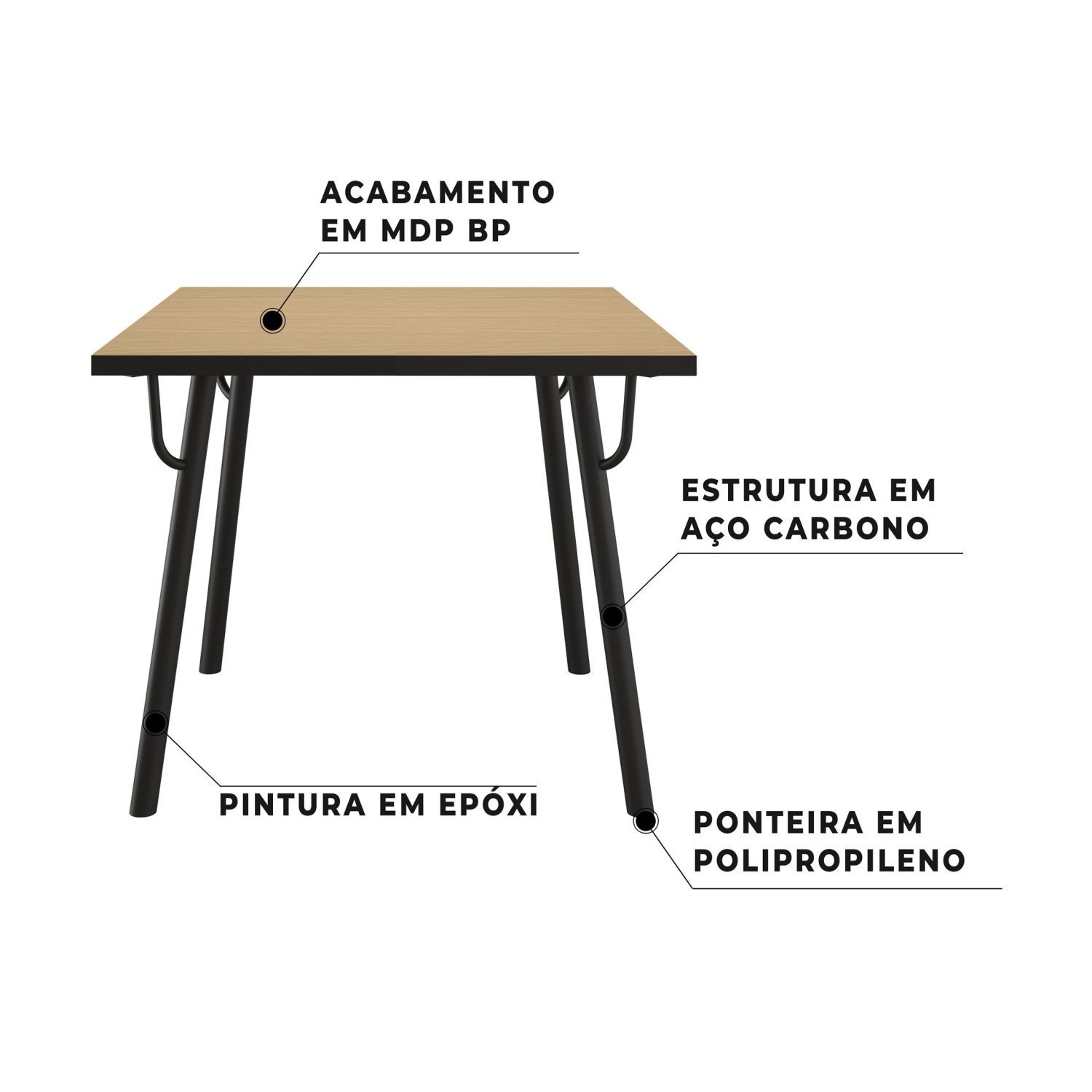 Conjunto Sala de Jantar Mesa Aço com 4 Cadeiras Werk Yescasa - 9