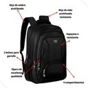 Ver imagem 3 de Mochila Reforçada Multifuncional Grande Executiva Notebook:preto