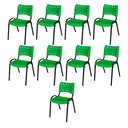 Ver imagem 2 de Kit 9 Cadeiras Iso Fixa Empilhável Escola Igreja Salão:verde