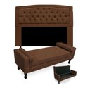 Ver imagem 1 de Kit Cabeceira Geovana + Calçadeira Baú Felix King Size 195cm Suede - Ecotec Decor:Marrom