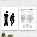 Ver imagem 1 de Kit 2 Quadros Divertidos Banheiro Unissex 45x34cm:Madeira branca