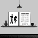 Ver imagem 2 de Kit 2 Quadros Divertidos Banheiro Unissex 45x34cm:Madeira branca