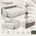 Ver mais imagens de Sofá Cama Casal Retrátil e Reclinável 4 Lugares Bicolor Creme / Capuccino Uruguai 236cm