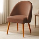 Ver imagem 2 de Kit 02 Cadeiras Poltrona de Jantar Estofada Luna Boucle Terracota Pés Palito Castanho - Pallazio